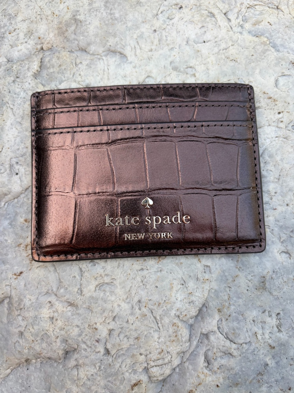 Kate Spade Madison Croc Embossed Small Slim Card Holder